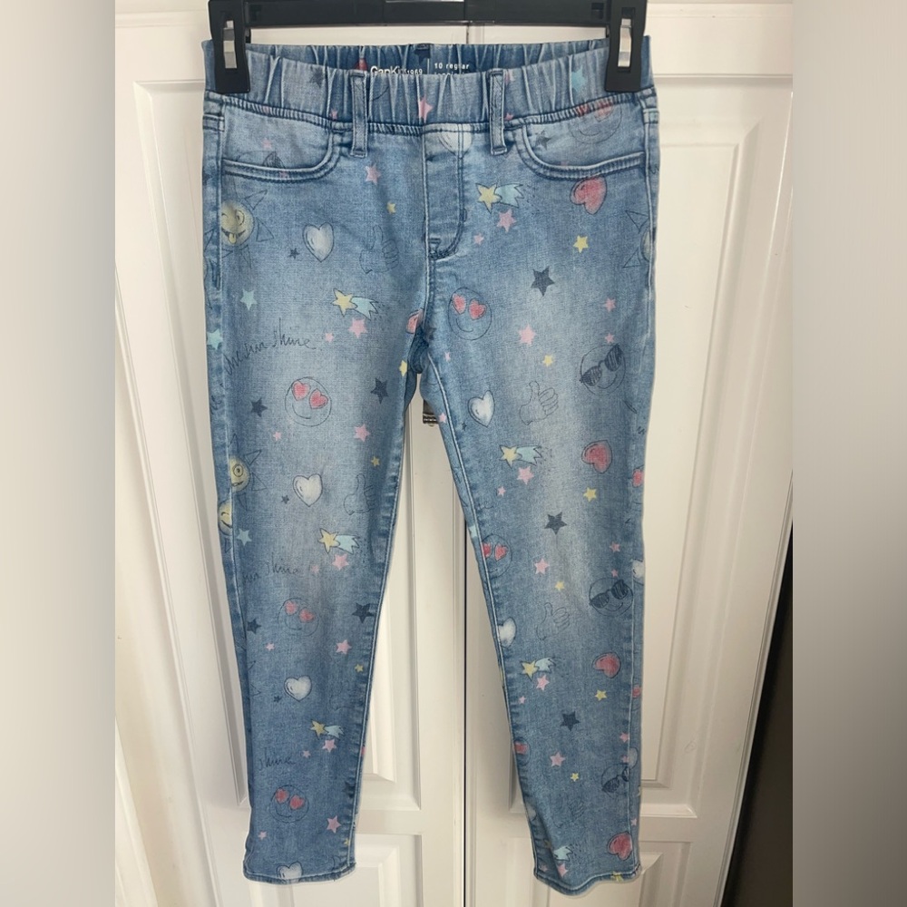 Gap Kids Super Denim‎ Favorite Jeggings In Emoji Print Ankle 10 Regular
